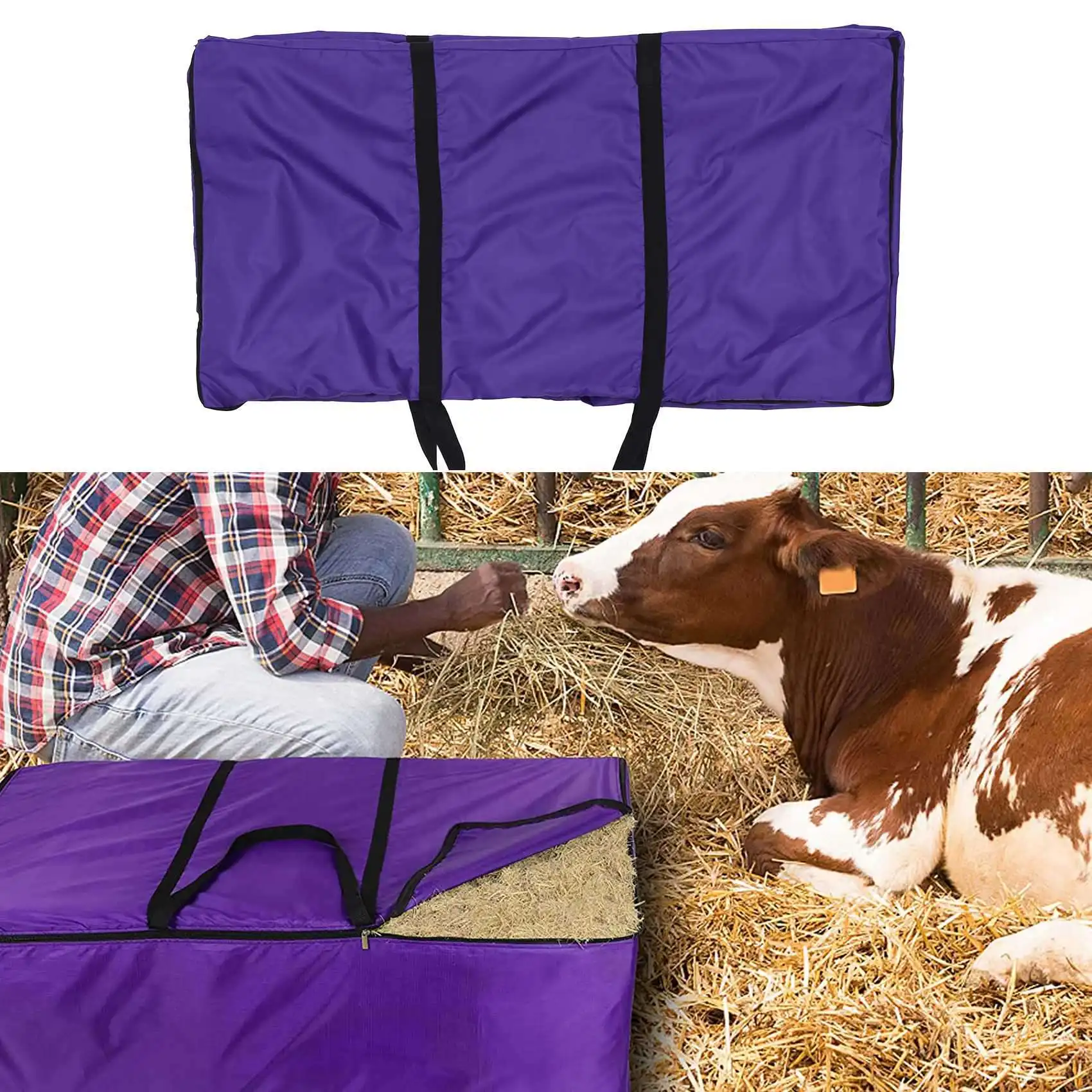 Bale Storage Bag, Extra Tote Bale Carry Bag, Foldable Portable Horse and Livestock Bale Bags with Zipper Waterproof