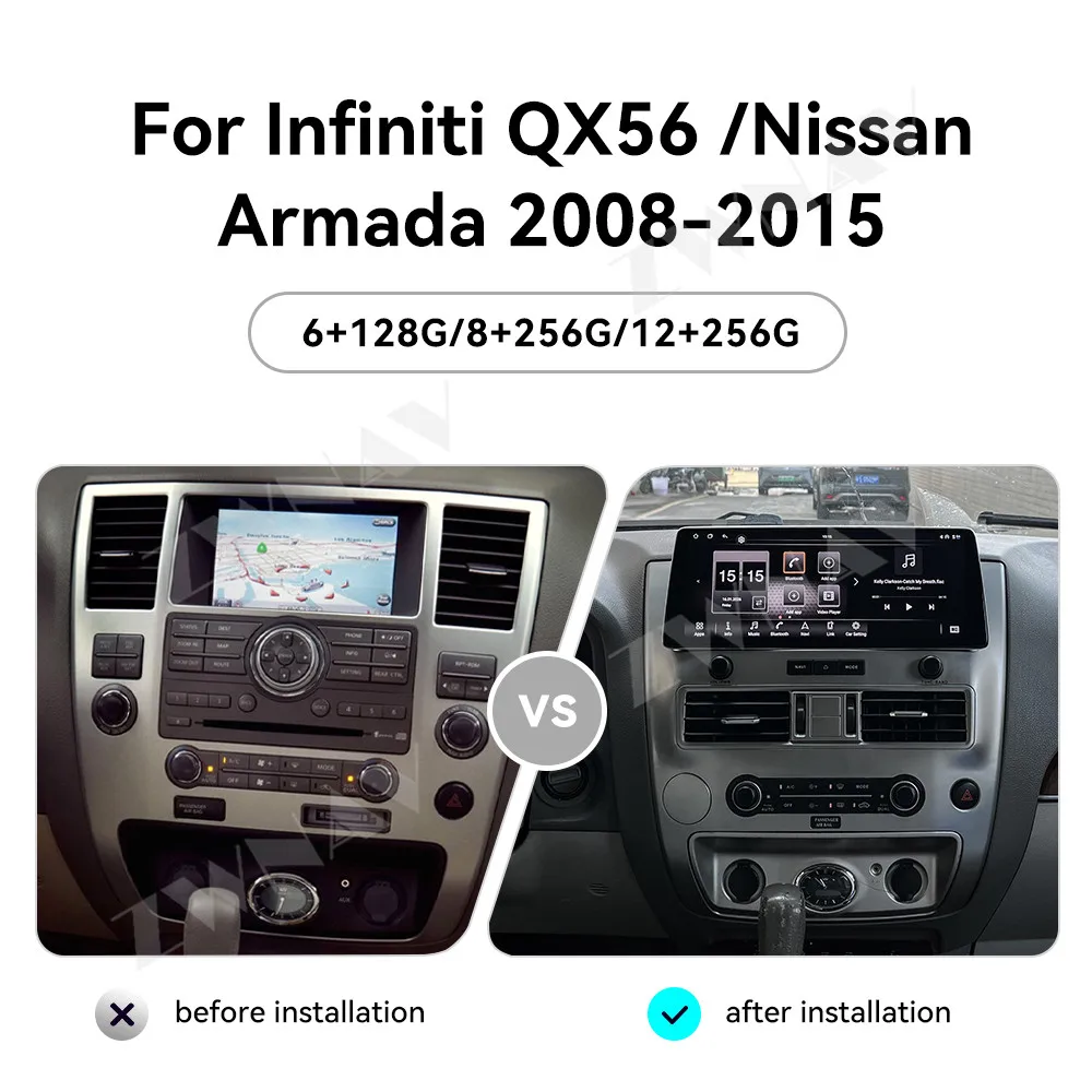 12.3inch Car Radio For Infiniti QX56 For Nissan Armada 2008-2015 Android 15 GPS Navigation Auto Multimedia Stereo Player 12+256G