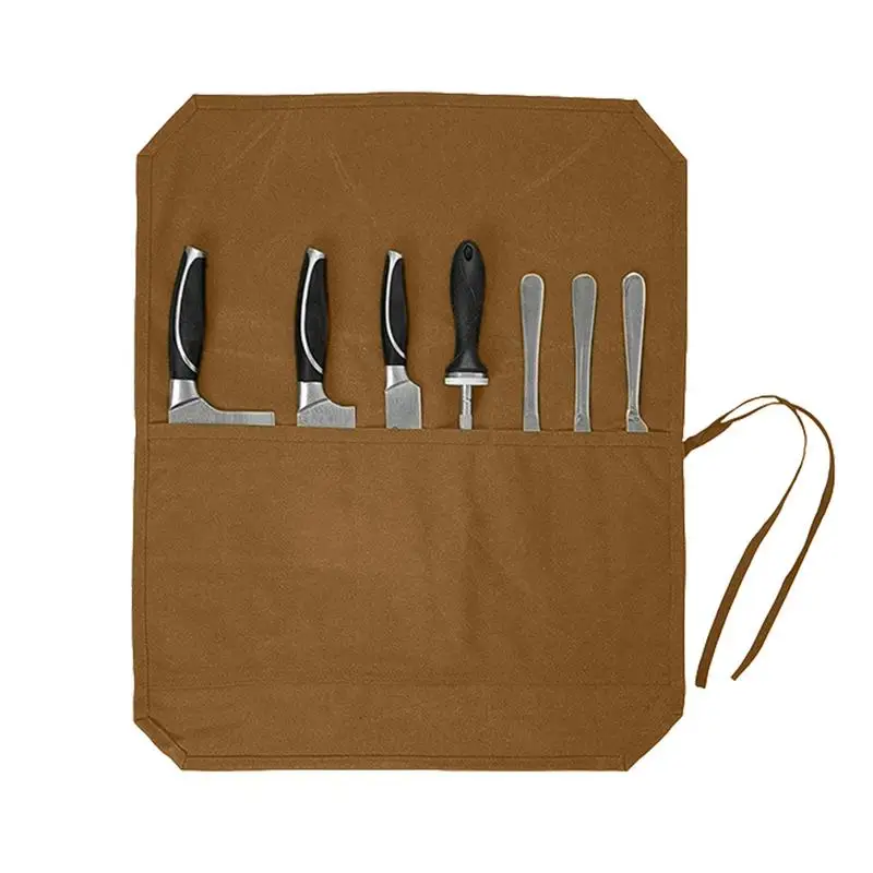 Knives Roll Bag Canvas Waxed Canvas Chef Knifes Roll Bag Chef Knives Roll Bag Portable Chef Knifes Cases Knifes Pouch Holders