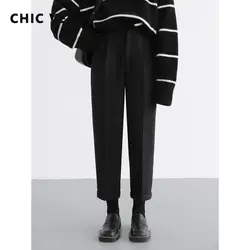 CHIC VEN High Waist Women's Pants Solid Office Lady Thickened Harun Pants Streetwear Woman Trousers Autumn Winter 2022