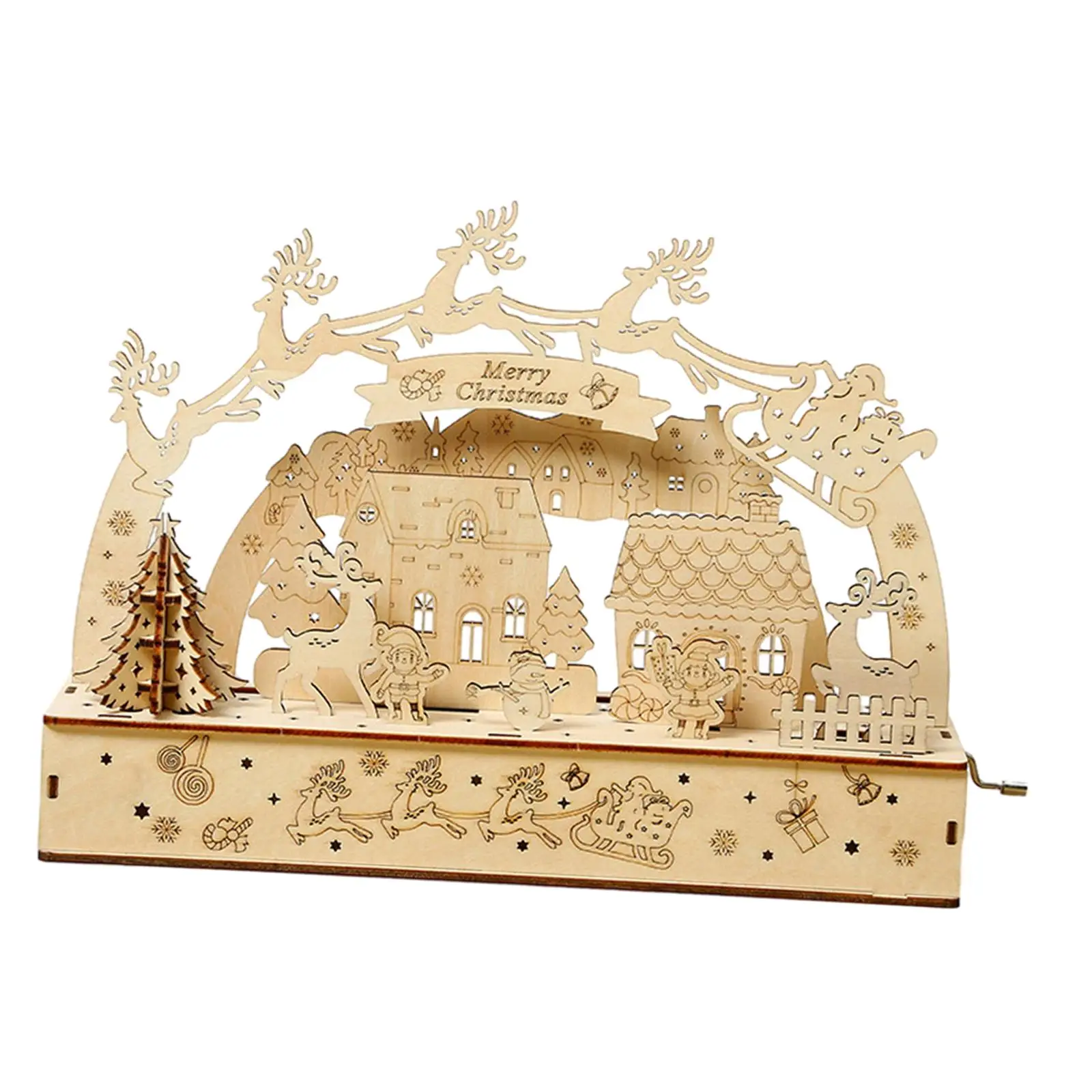 Christmas Music Box 3D Wooden Puzzle Exquisite Christmas Decoration Model