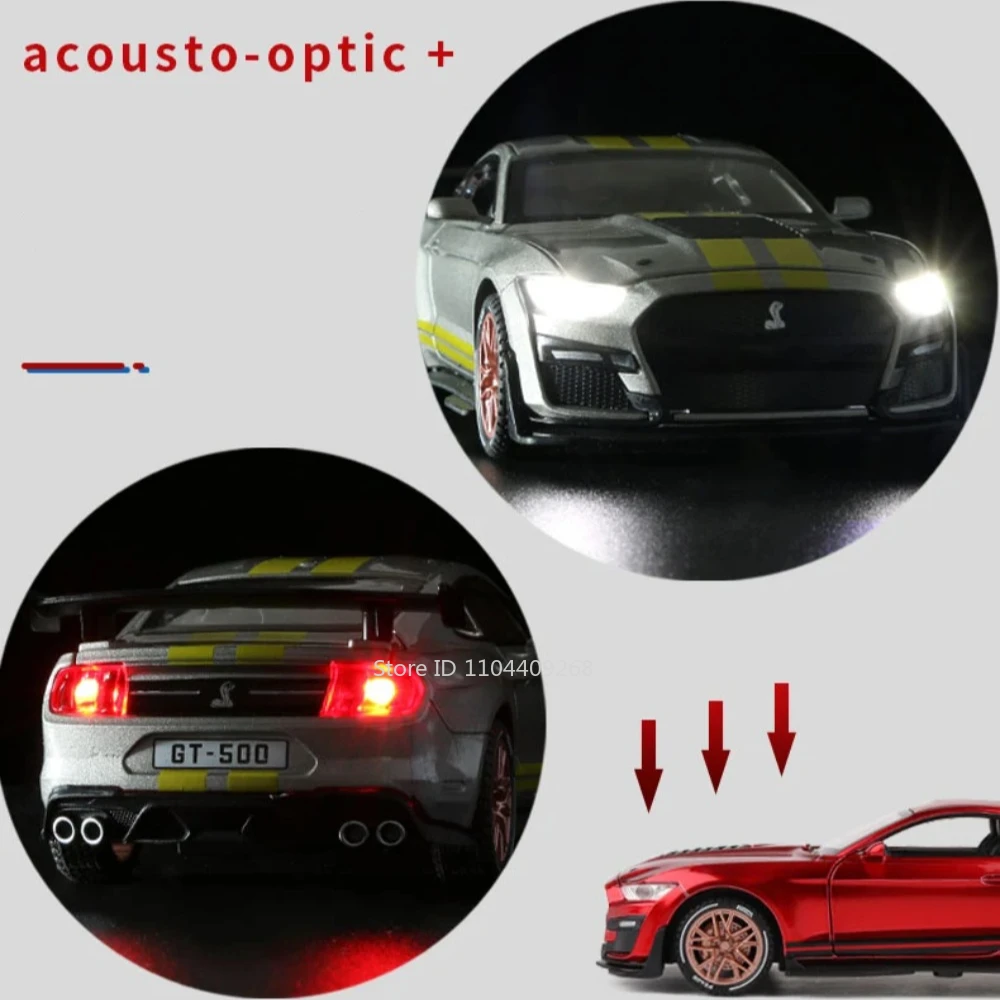 スケール 1:32 マスタングシェルビー GT500 F-150 おもちゃの車モデル合金ダイキャストサウンドライトプルバック車両モデル子供の誕生日プレゼント