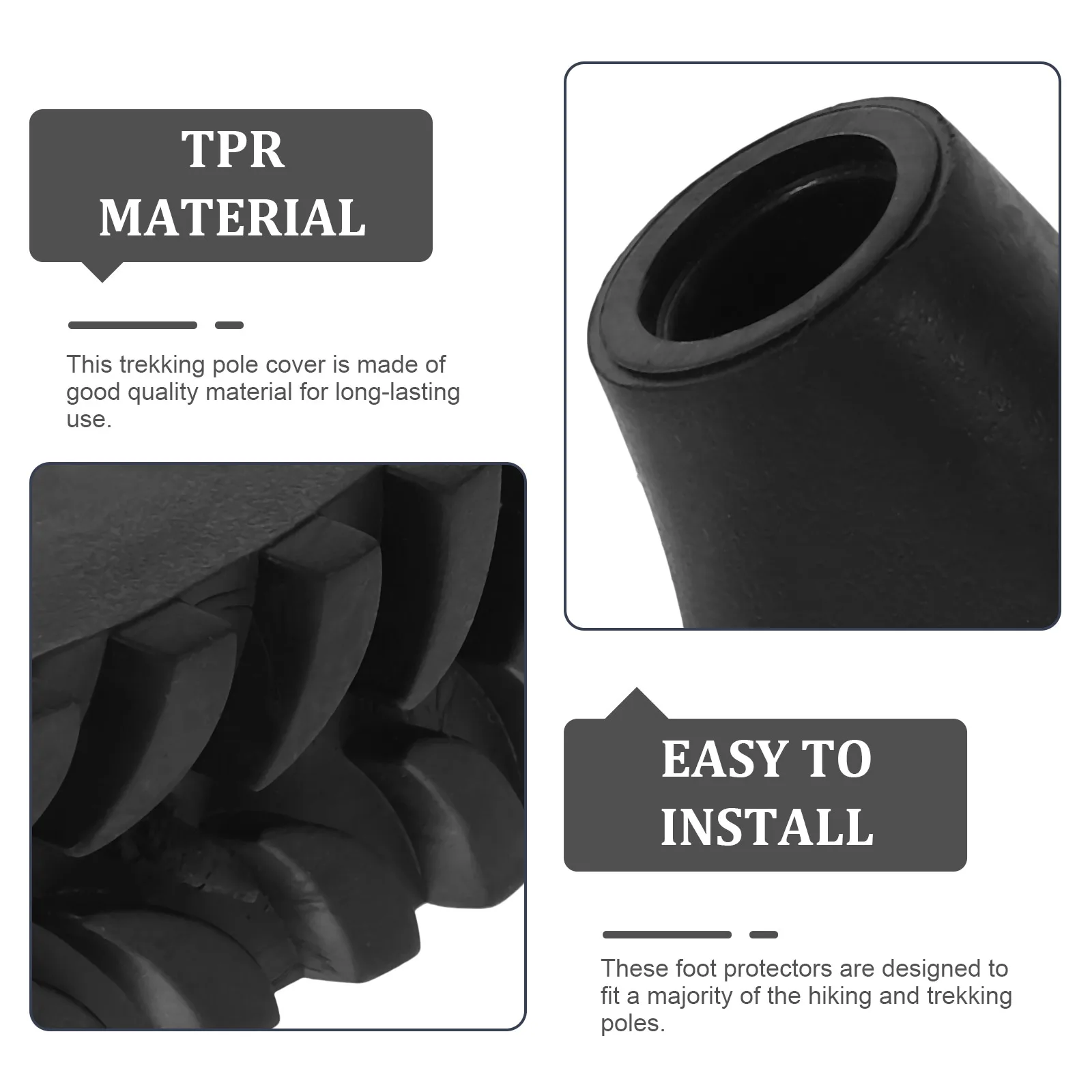 

6pcs Trekking Pole Tips Cover Walking Stick Cane Replacement Rubber TPR Ends Non Slip Crutch Feet Protective Gear Hiking