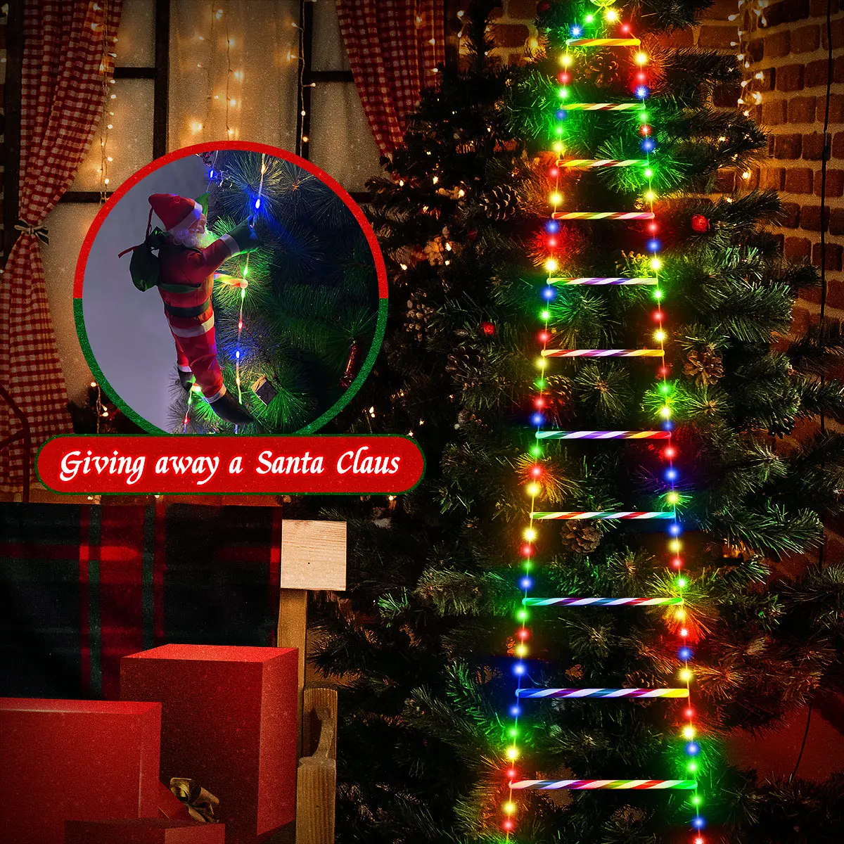 Christmas Santa Solar Watering Kettle Light – 2-Pack, LED String Outdoor Decor, Colorful/Warm Light, Solar-Powered, Waterproof, Garden Stake