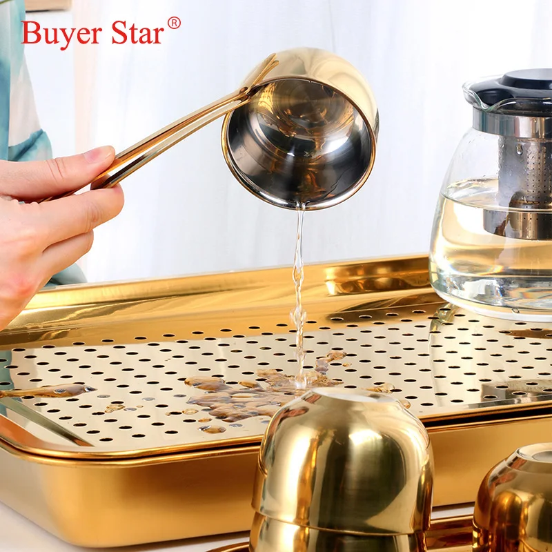 Chinese Stainless Steel Tea Tray Drainage Water Storage Kung Fu Tea Set Household Tea Board Storage For Ceremony Teaware Tool