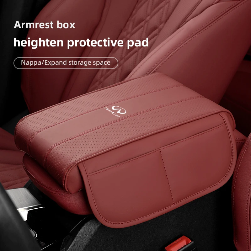 

Leather Car Armrest Mat Protection Cushion Storage Bag For Infiniti G35 Q50L FX50 QX80 ESQ FX35 Q60 EX G37 Q50 EX25 JX35 EX37
