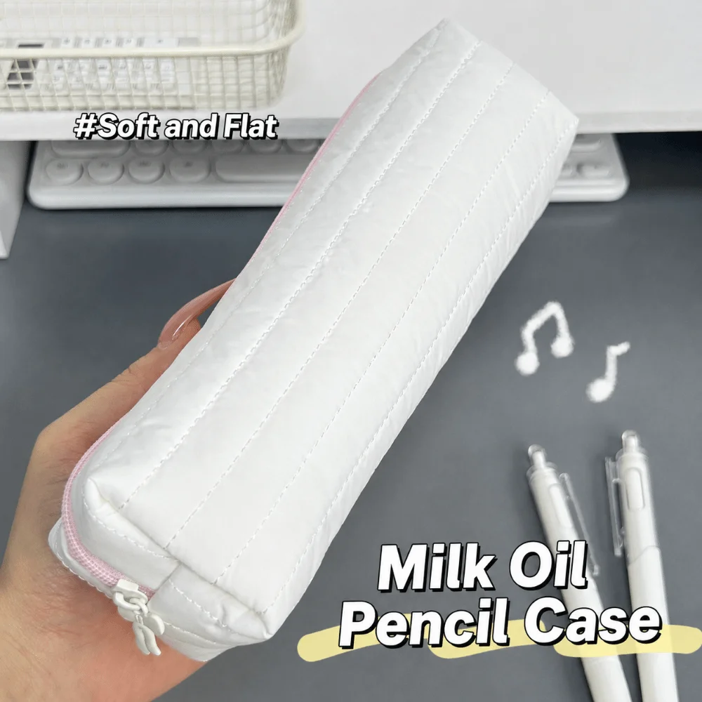 Portable Cream Color Pencil Case Multi-functional Large-capacity Stationery Storage Bag Stationery Organizer School Supplies