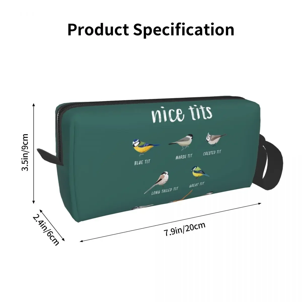 Nice Tits Funny Bird Watching Gift For Birder Men And Women Pencil Cases Large Storage Pen Bags Pen Box Pencil Pouch Makeup Bag