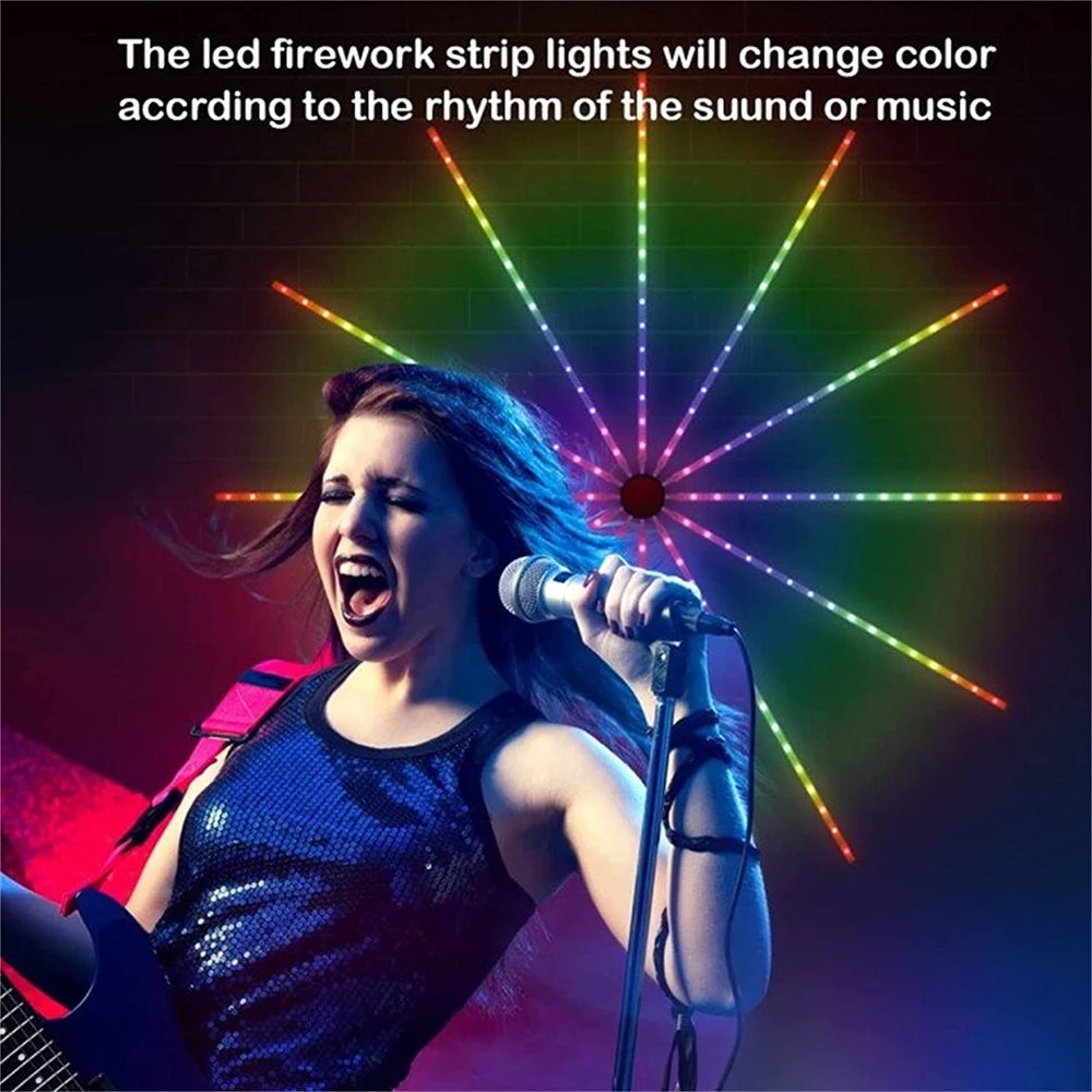 Imagem -04 - Fogos de Artifício Led Luzes Tira Rgb Meteoro Firework Lâmpada Bluetooth Controle App para Festa de Natal Casamento Quarto Decoração da Parede