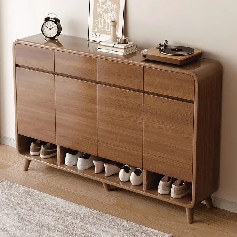 for Shoe Cabinet for Shoe Rack Large Capacity New Solid Wood Color Door Home Entrance Corridor Outer Entrance Cabinet