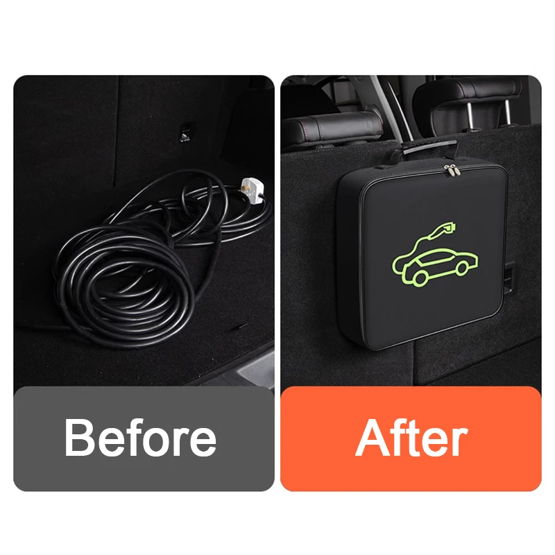 For Citroen AMI 2020-2023 Car Charging Cable Storage Bag Charger Plugs EV Sockets Equipment Organizer Bag Waterproof Accessory