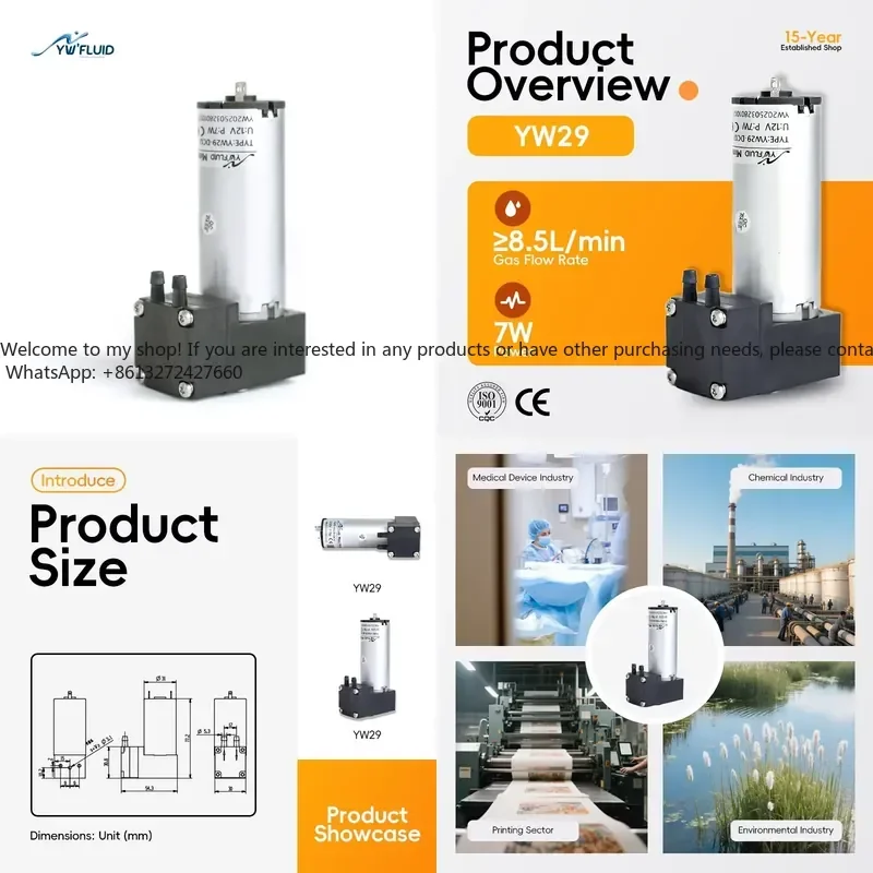 

YW29 A-DC Brushed Motor Custom Label Service 12V 24V Diaphragm Pump for Automotive Industry