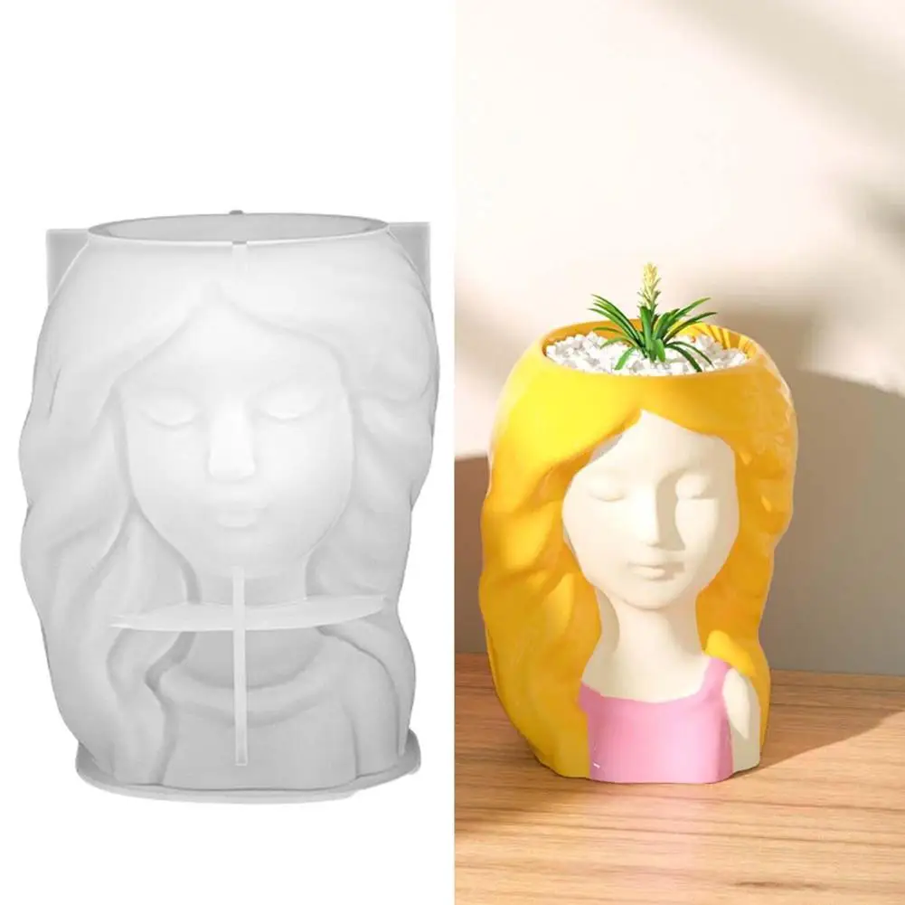 Quiet Sleeping Girl Goddess Vase Silicone Mold Scented Mold For Gypsum and Concrete Stone Carving Art Ornaments DIY Vase Mo I6R3