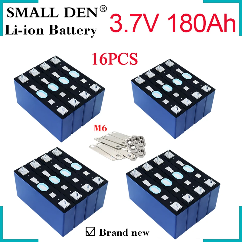 

New 16PCS 3.7V 180Ah lithium battery 180000mAh High Power&Capacity diy 12V 24V E-car Inverter Golf carts Solar etc Li-ion cells