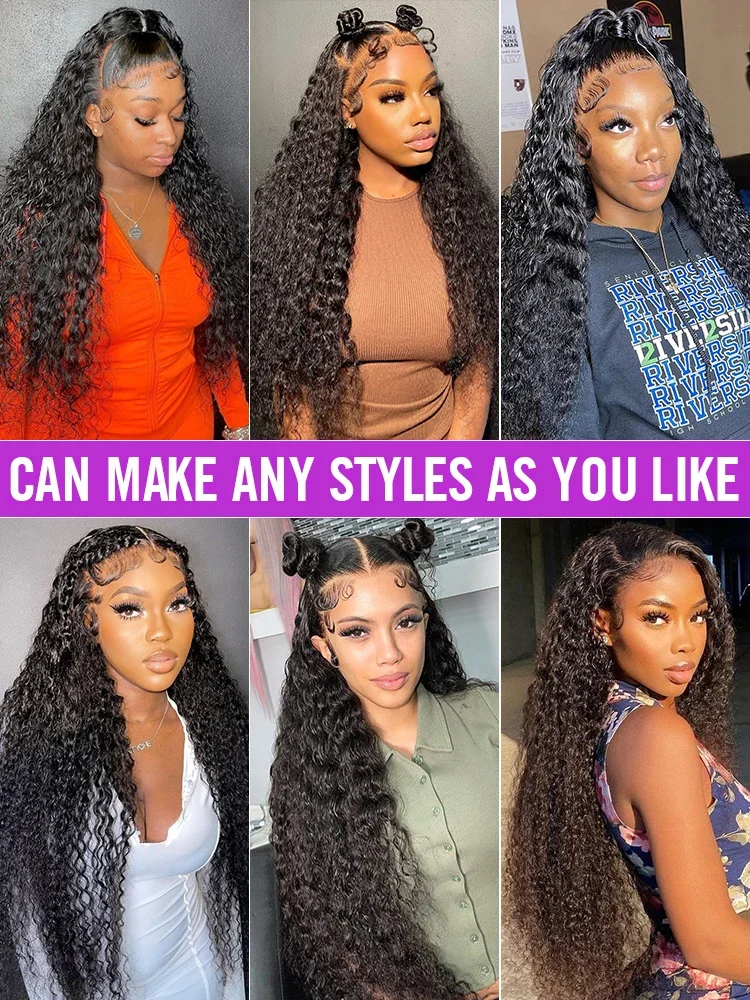 360 HD Full Lace Frontal Wigs Human Hair 200 Density Natural Colored Deep Curly Wave Lace Front Wigs 50 52 Inch Long Remy Hair