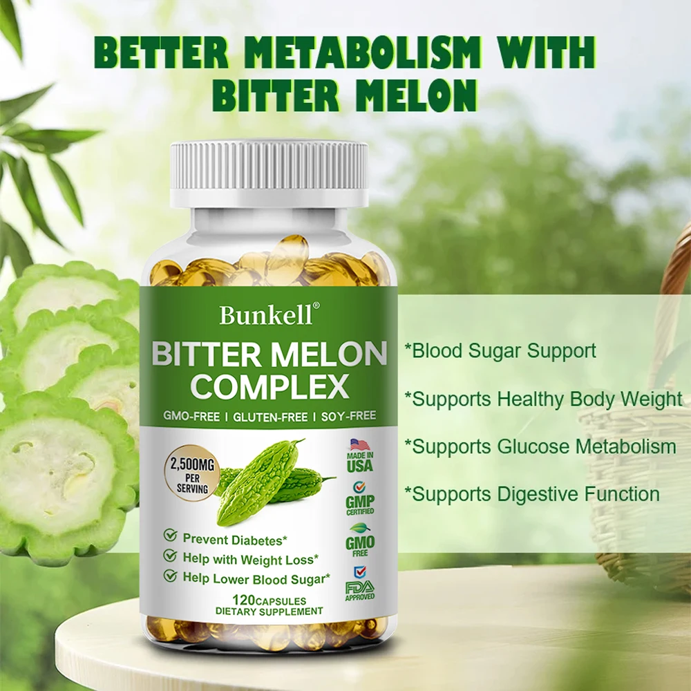 Bitter Melon Capsules Stabilizes Blood Sugar Supports Diabetes Hypertension & Cardiovascular Health Digestion Glucose Metabolism