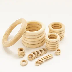 10Pcs Solid Wooden Rings 15-100MM Natural Wood Rings for Macrame DIY Crafts Wood Hoops Ornaments Connectors Jewelry Making