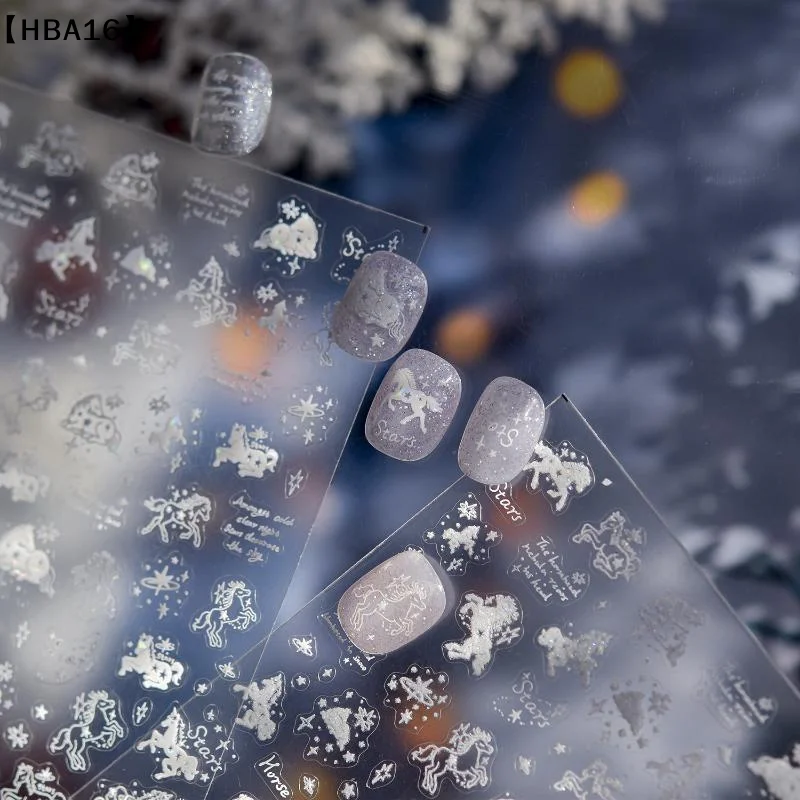 ómHBA16 ParqueGlitter Pony nagelstickers DIY nagelstickers Jaar van het paard Nagelapplicaties Art Sticker Nageldecoratie Accessoires