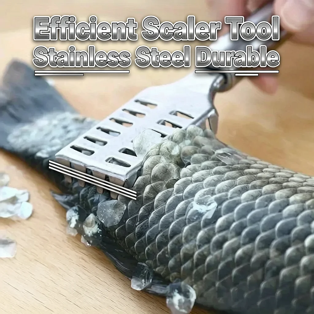 Fish Scaler Stainless Steel, Premium Fish Scale Remover Integrated Casting, Duty Sawtooth Fish Descaler Tool, Fishes Scaler Tool