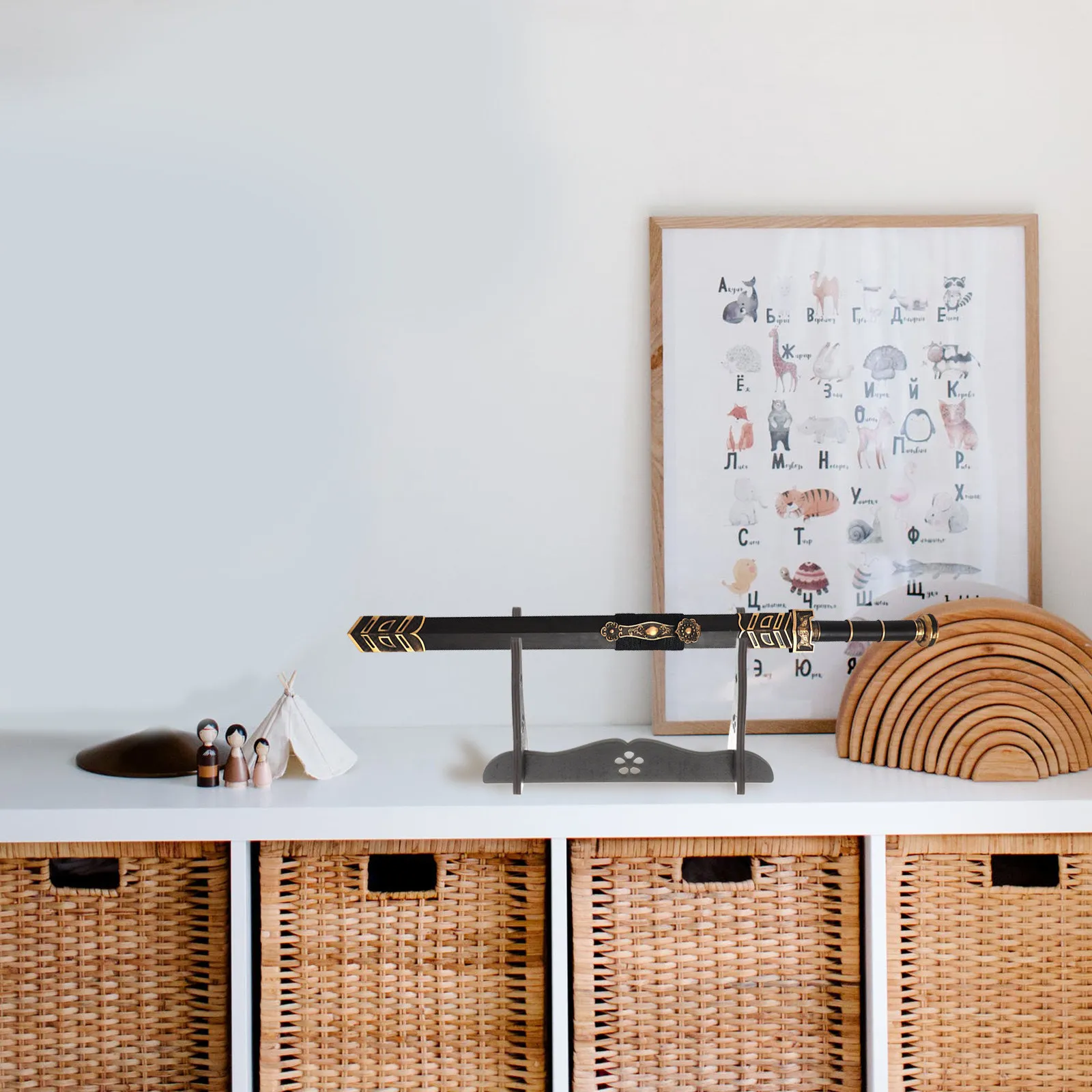 Wooden Swords Display Stand Desktop Flute Holder for Collection Storage Rack Ideal Gift for Enthusiasts Christmas