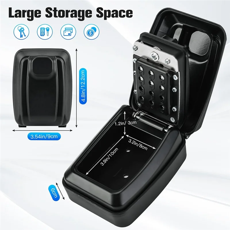 -Caixa de bloqueio de chave A25M para uso externo, caixa de armazenamento de chave combinada de 12 posições com tampa à prova de intempéries, adequada para garagem doméstica