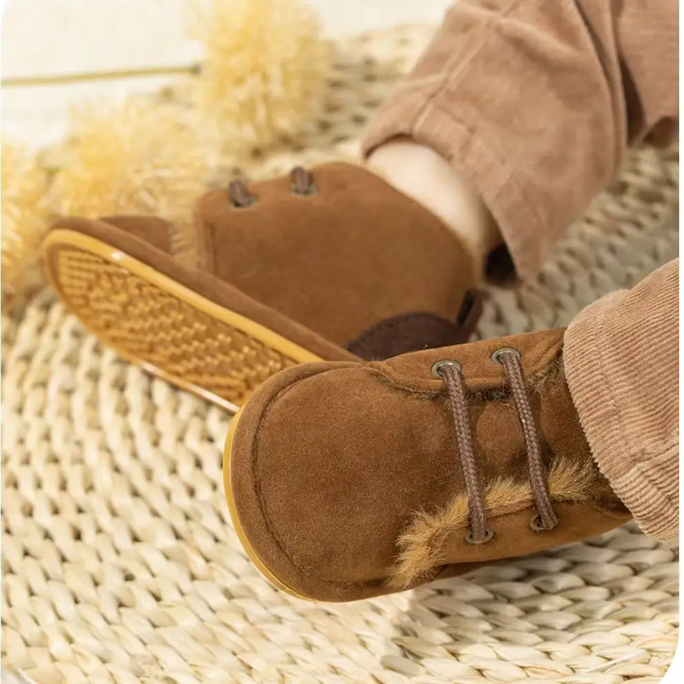 حذاء ثلج كاحل للأطفال ، برباط متعدد الألوان ، نعل مطاطي مانع للانزلاق ، حذاء سرير دافئ للأطفال ، صبي وفتاة ، قطيفة ، شتوي #5