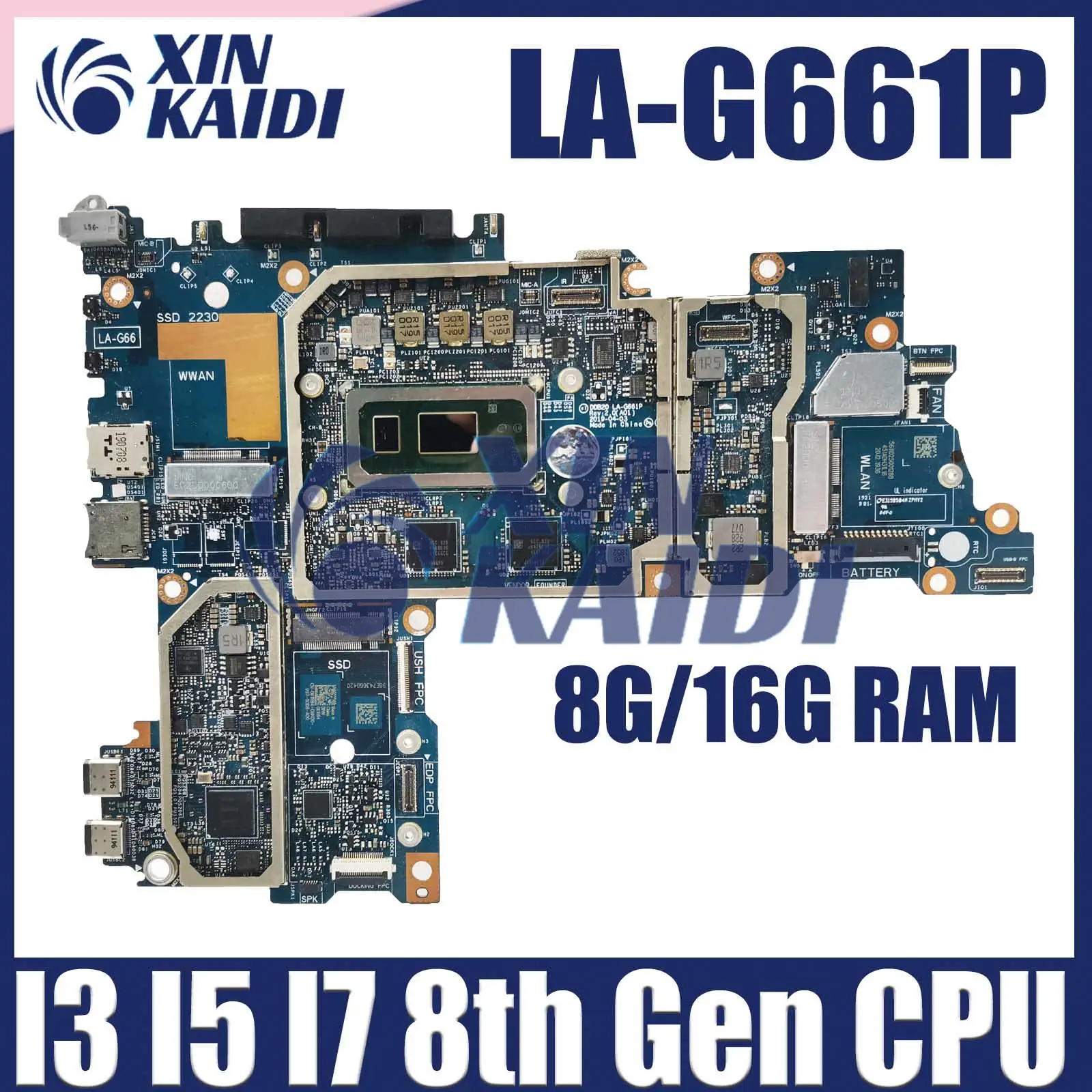 

Laptop Motherboard For Dell Latitude 12 7200 0692DM 0XFWFG 0TJFG7 LA-G661P Computer Mainboard I3 I5 I7 8th Gen CPU 8G 16G RAM