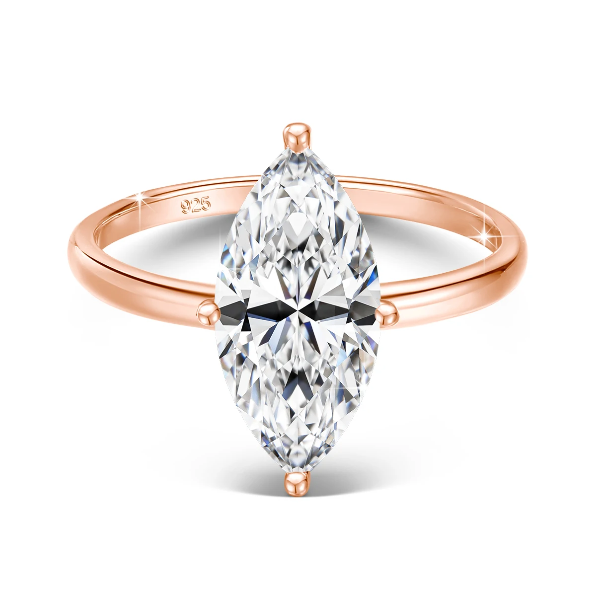 18K Farbige 3 Karat Marquise-Schliff Moissanit-Ringe für Damen, 925 Sterling Silber Labor-Diamant Hochzeitsband Verlobungsring Schmuck – Detail 12