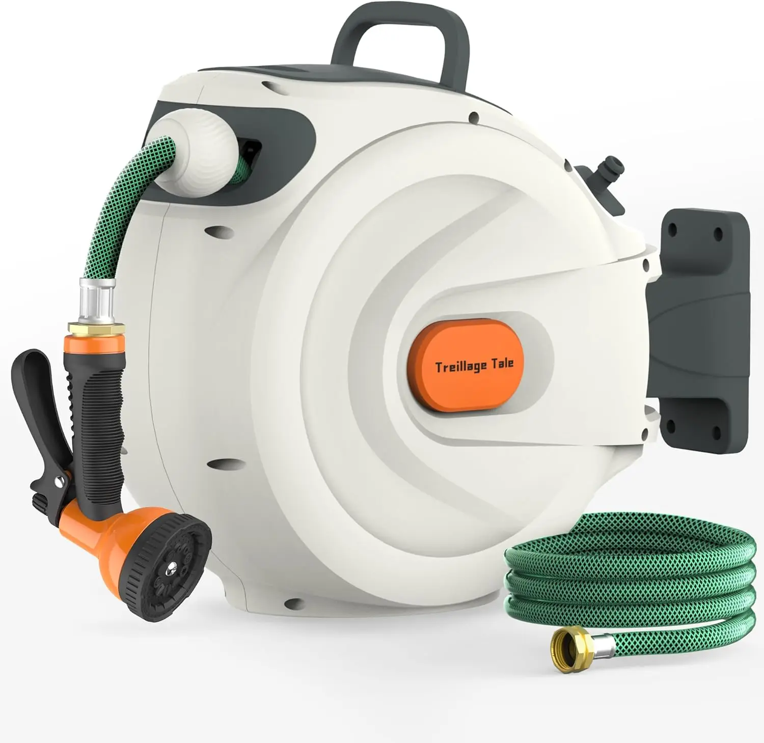 

Heavy Duty Retractable Garden Hose Reel 1/2 in x 100 ft, Auto-Rewind & Any Length Lock,180° Swivel Wall Mount, 10 Spray Patterns