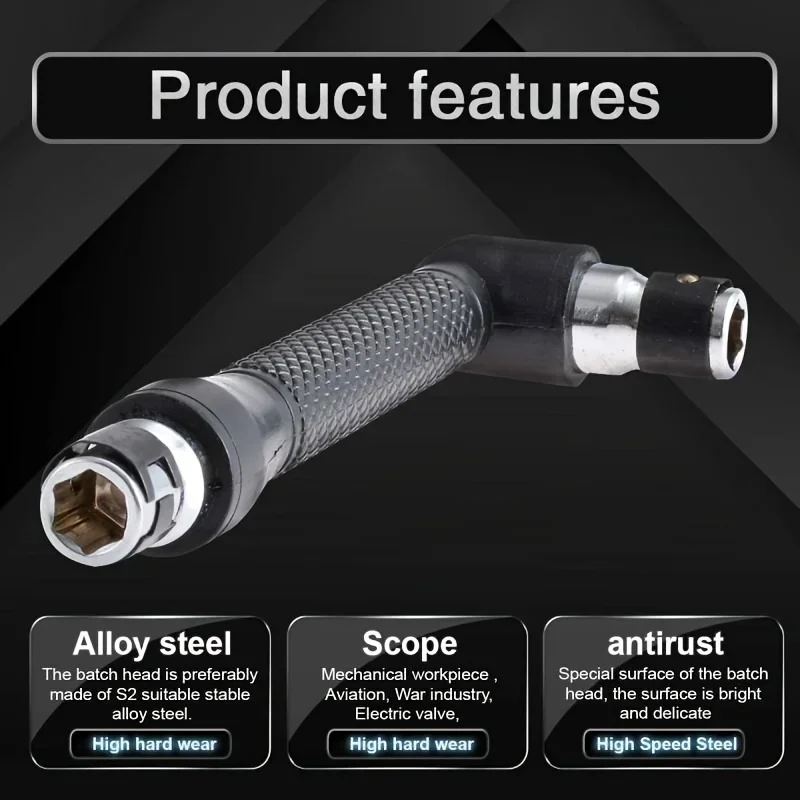 1 قطعة مفتاح بانة مزدوج الرأس على شكل حرف L-1/4 بوصة 6.35 مللي متر مفتاح سداسي مع مقبض تمديد لقم مفك البراغي 90 °   أداة إصلاح الزاوية