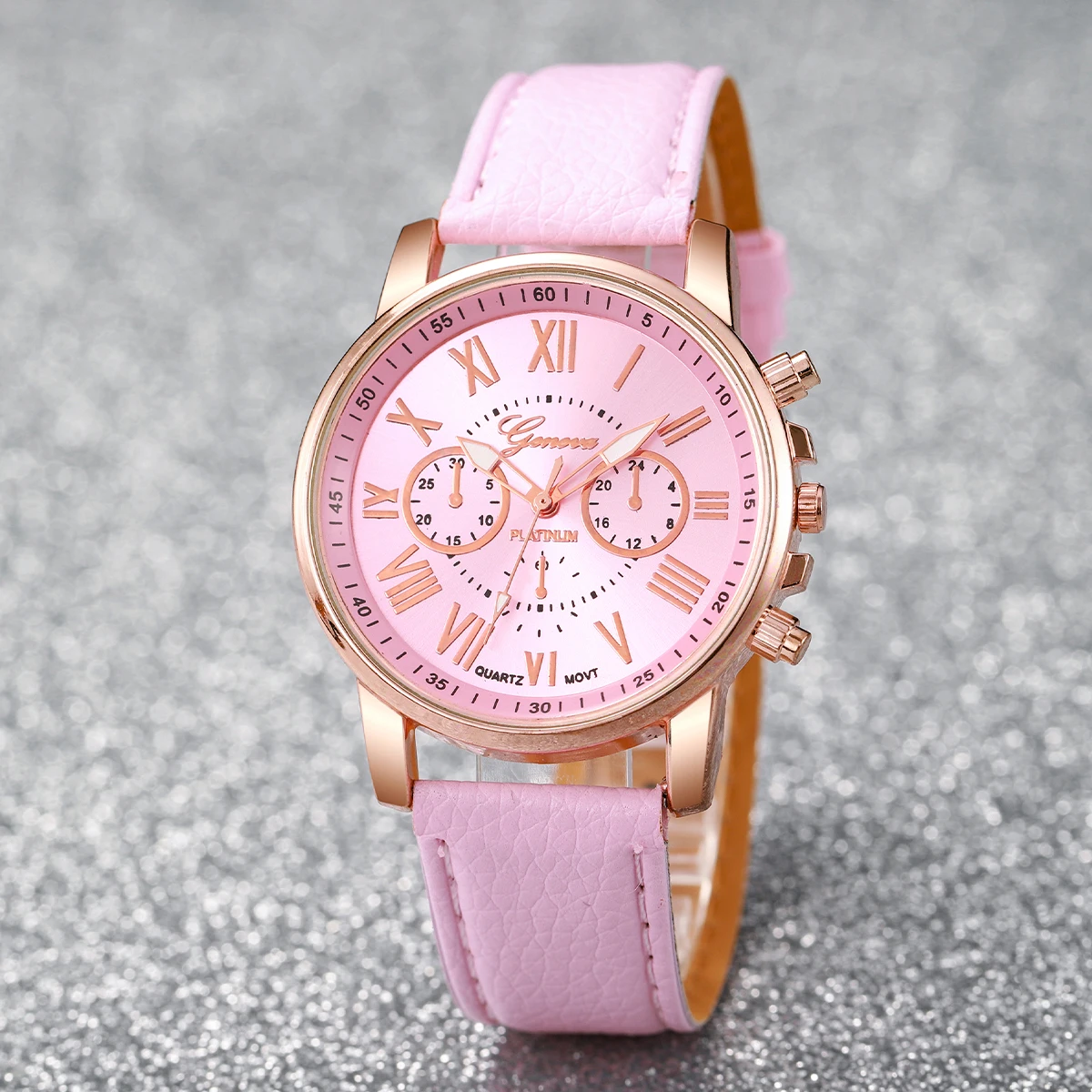 Reloj de moda para mujer, correa de cuero informal, esfera redonda versátil, reloj de cuarzo con árboles de corazón, conjunto de pulsera, 6 piezas por juego