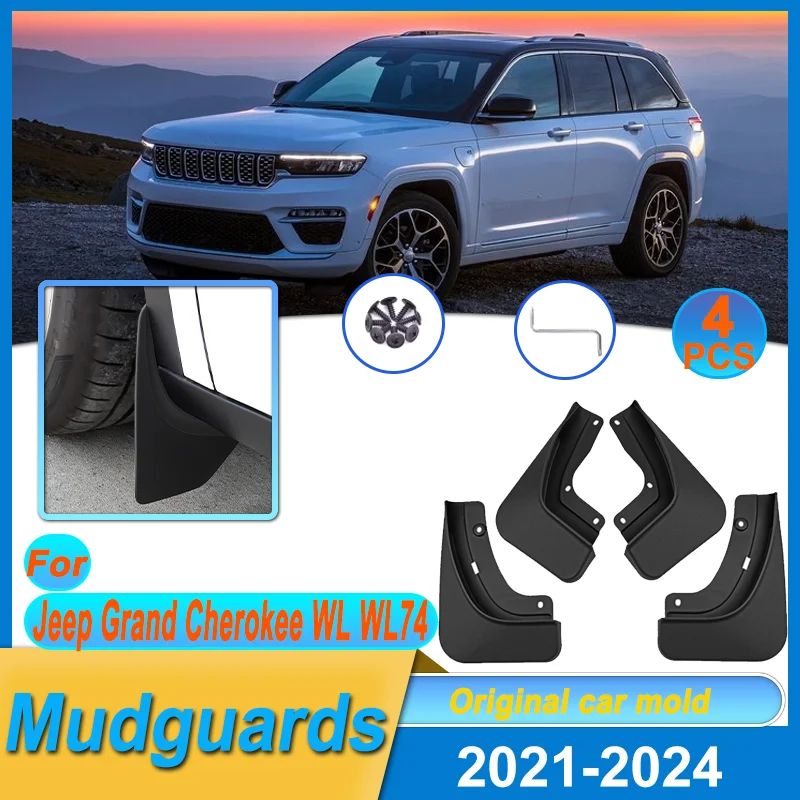 

4pcs Mudguard For Jeep Grand Cherokee WL WL74 2021-2024 Mudflap Fender Flares Mud Flap Splash Guards Cover Wheel Car Accessories