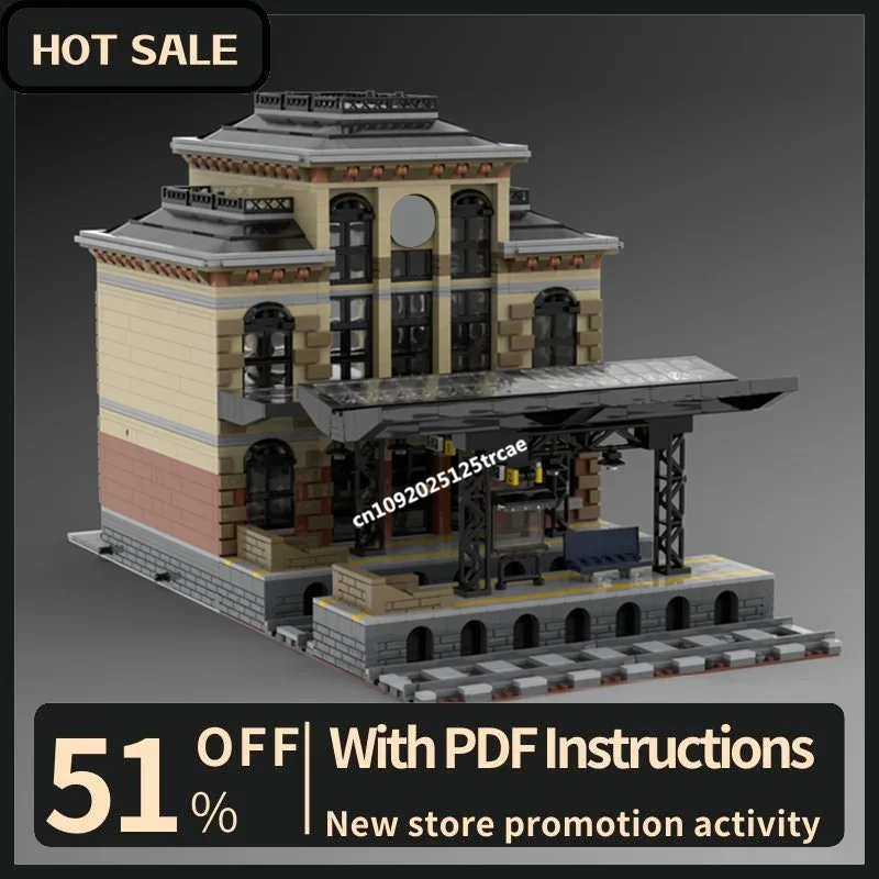 New 3619Pcs City Hot Street View Moc Modular German Train Station Model  Custom Puzzles Diy Creative Ideas Toys Birthday Gifts