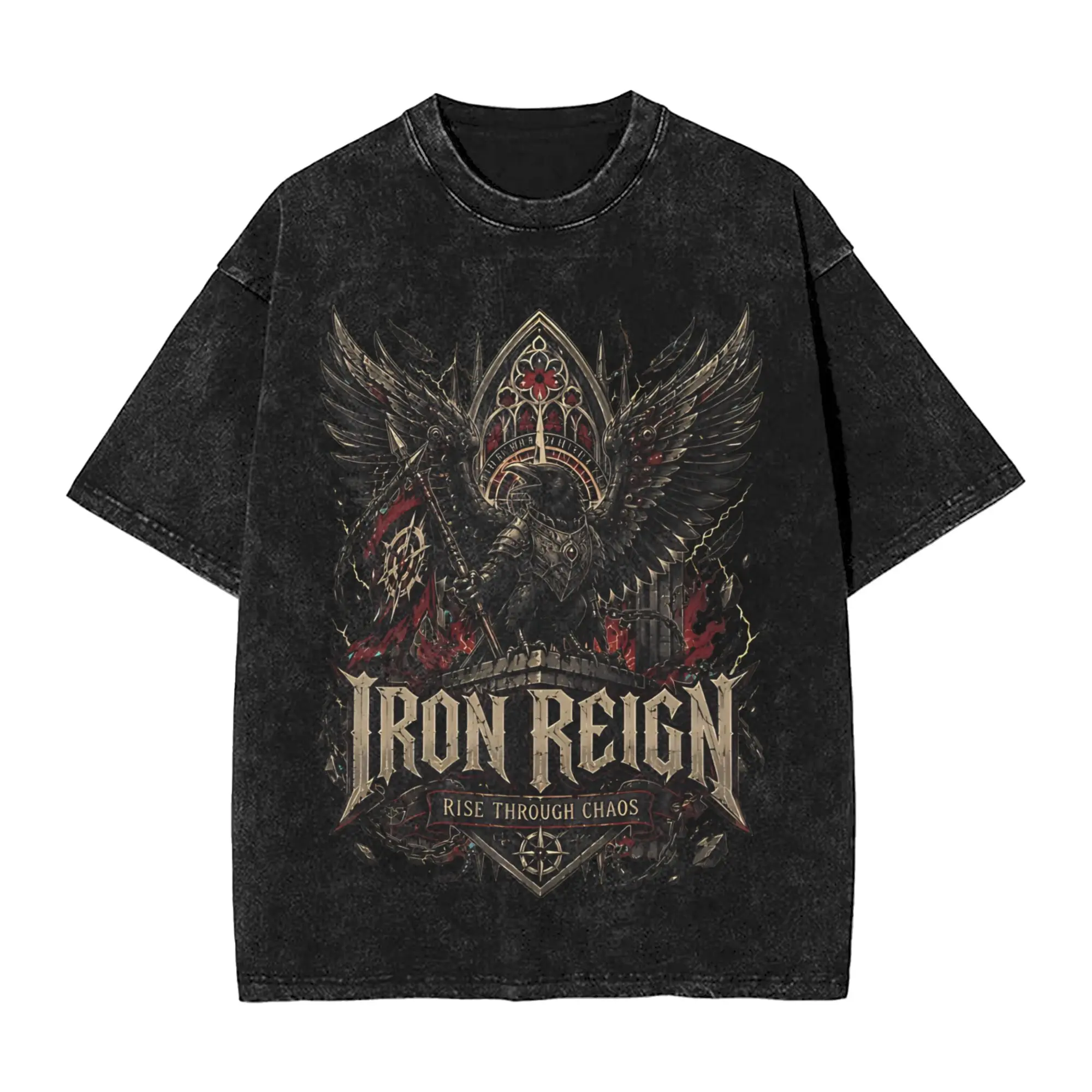 Summer Bathory Band Iron Reign, rise through chaos  Washed T Shirt Merch Oversize T-Shirt  Men Women Tees