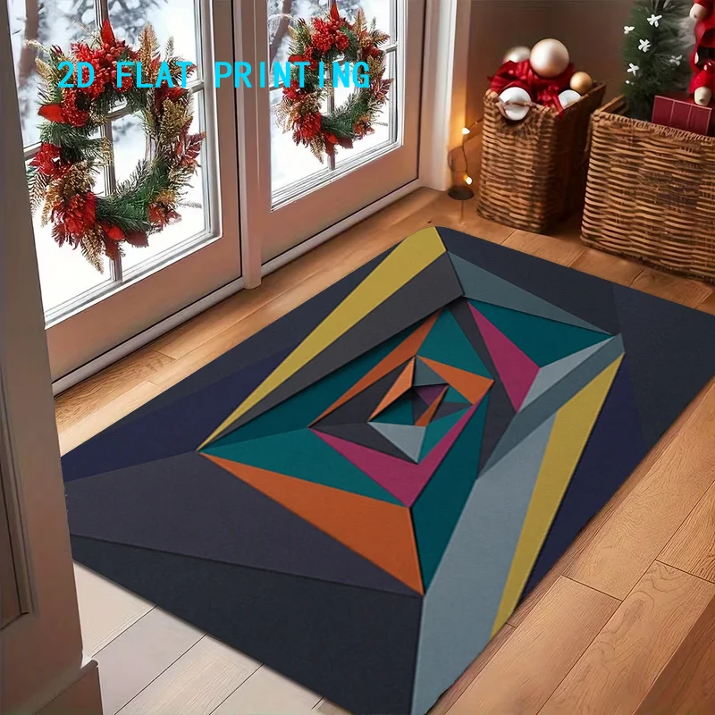 Floral Entry Rug Hello Colorful Sunflower Wildflower Rectangular Welcome Floor Mat Non Slip Rug for Indoor  Home Accent Decor
