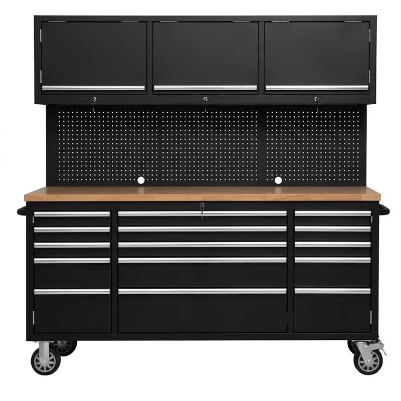 Black Tool Trolley Heavy Workshop Steel Tool Cabinet Chest Garage Anti-Deformation Fireproof Workbench with Storage