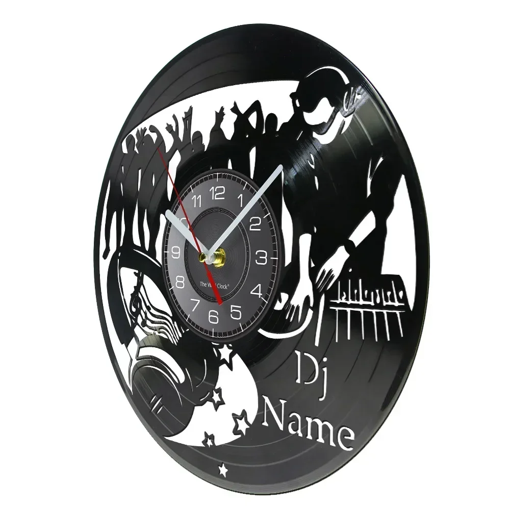 Customized DJ Name Vinyl Record Wall Clock DJ Zone Music Disco Bar Artwork Rock Decoration Customized Bar Club Wall Watch