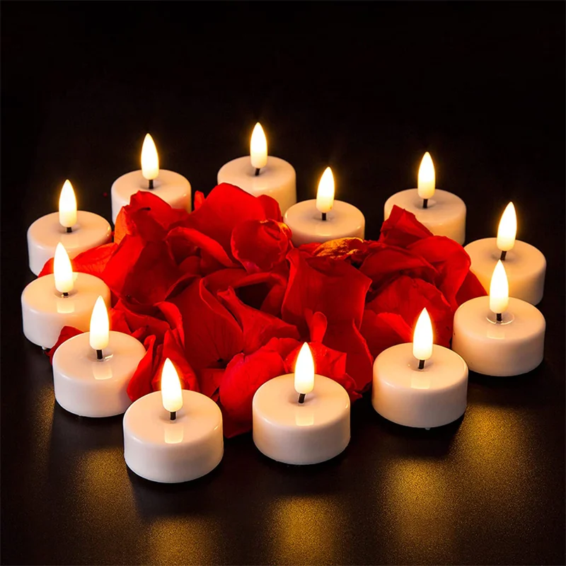 12/6pcs LED Flickering Flameless Candle Battery Tea Light Flashing Electric Candles Birthday Wedding Party Romantic Decoration