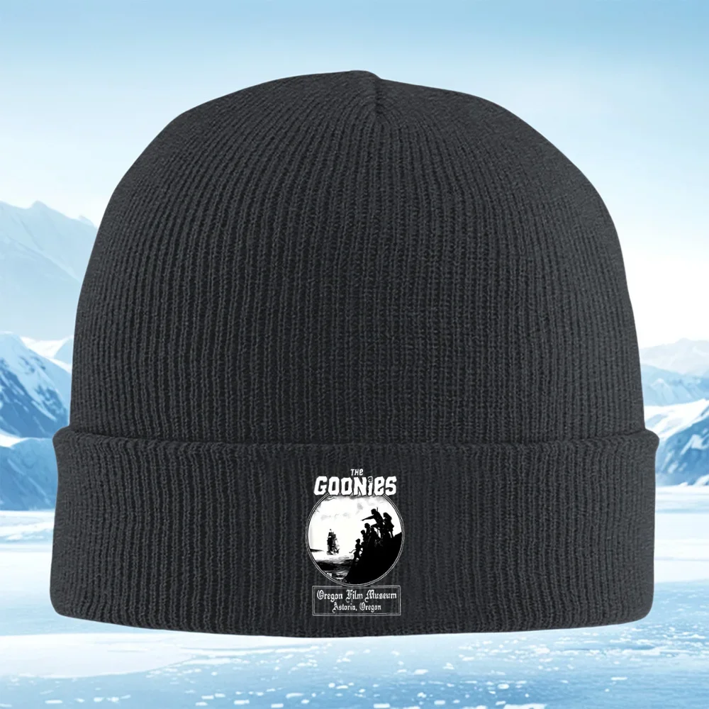 Gorro de punto unisex con silueta negra de la escena del film Los Goonies, gorro de invierno térmico y cálido para Navidad y actividades al aire libre
