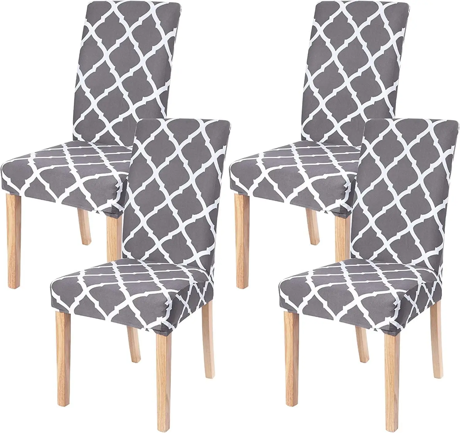 

Chair Covers 4 Pa Gray Geometric Stretch Stretchable Washable Removable Parsons Chair Slipcover Protector For Kitchen Hotel