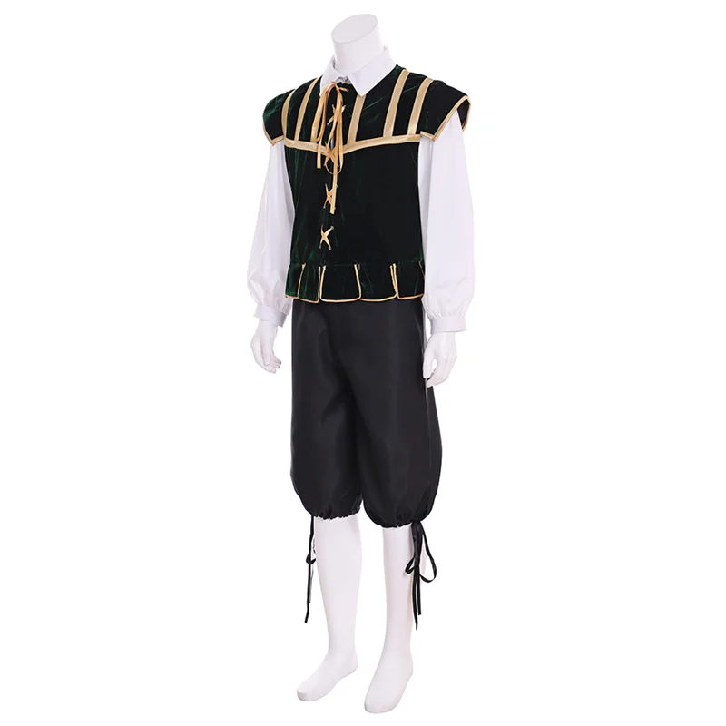 Renaissance Tudor Medieval Elizabethan Noble Court Jerkin Vest Pants Doublet Cosplay Costume Viking Outfits