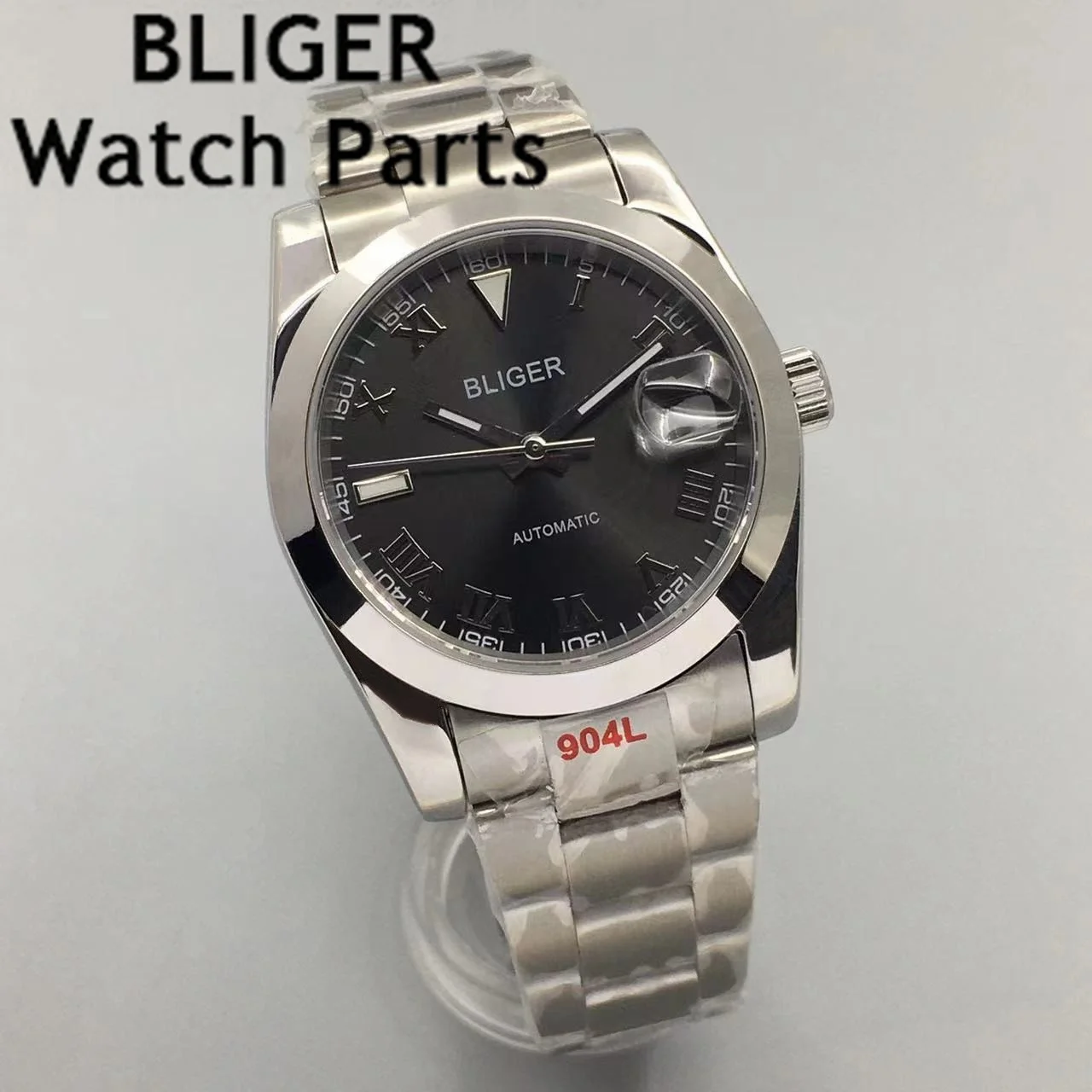 BLIGER 36mm 39mm Bezel NH35A MIYOTA PT5000 Automatic Men Watch Black White Grey Dial Silver Jubilee Bracelet Sapphire Glass