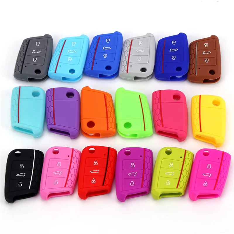 For Volkswagen Golf 7 mk7 Silicone Key Portect Cases Car Key Case Bag Key Cover For Skoda Octavia A7 Car styling Accessories 1Pc