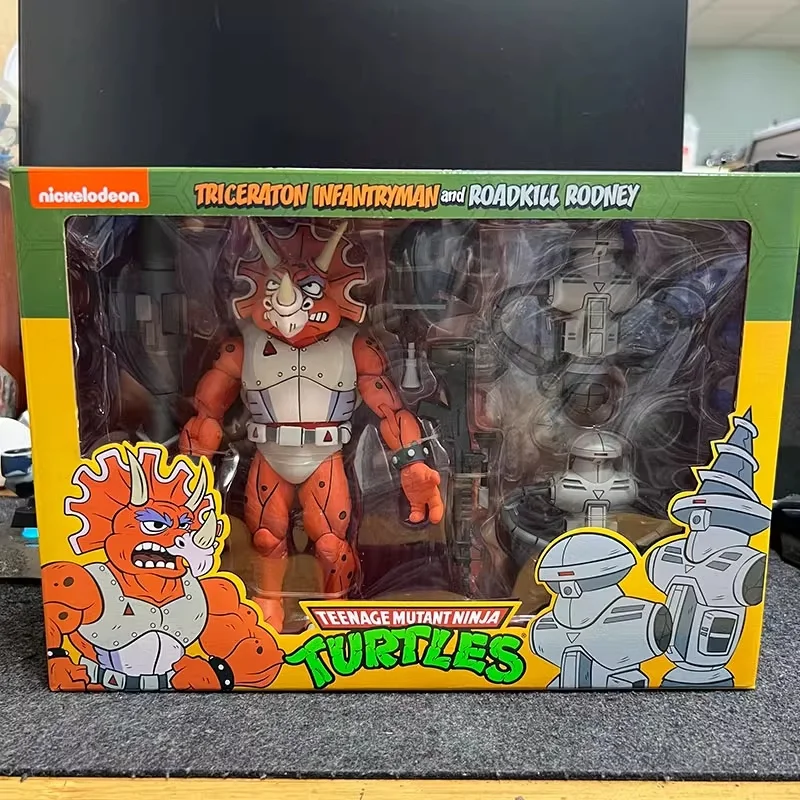 

TMNT фигурка трицератона пехотинца, фигурка черепахи ниндзя-подростка NECA 54500, экшн-фигурки, Коллекционная модель, орнамент