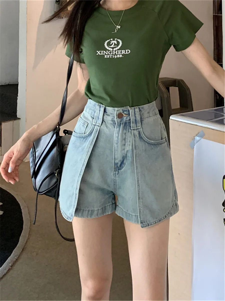 

Светло-голубые прямые джинсовые ноги с высокой талией, женские летние винтажные свободные утягивающие повседневные широкие ноги трапециевидной формы с завышенной талией