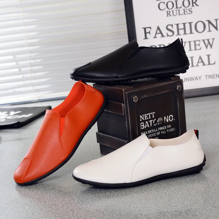 New Slip-On Men's PU Leather Shoes Fashion Waterproof Flat Sneakers Size 39-44