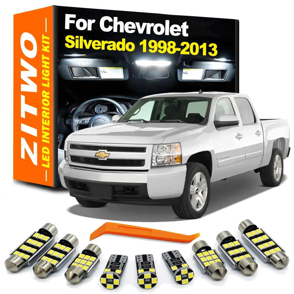 ZITWO 13pcs Car Accessories LED Interior Light Kit For Chevrolet Chevy Silverado 1998- 2008 2009 2010 2011 2012 2013 Plate Lamp