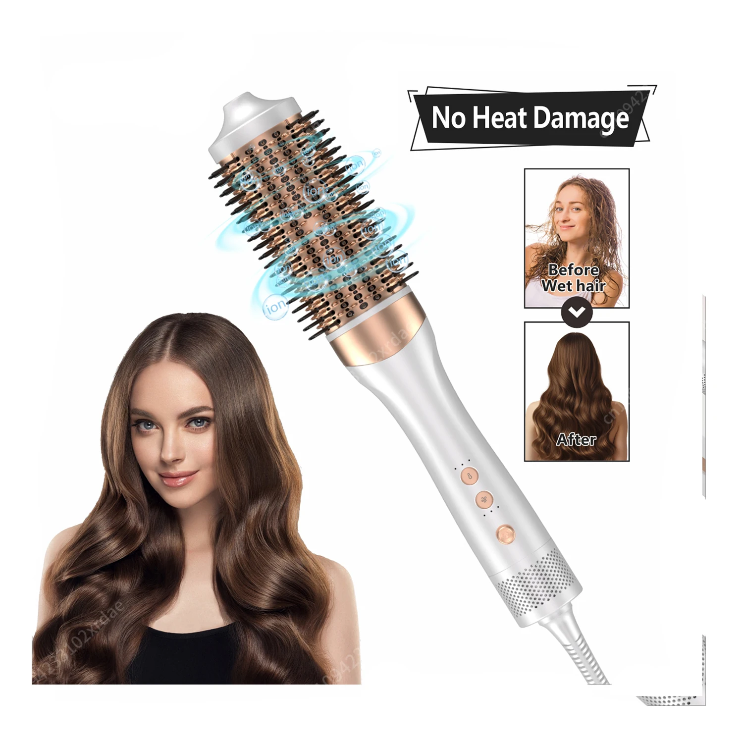 

Professional Electric Hair Comb 1200W Low Temperature Styling Ionic Fluffy Curler Blow Dryer Brush for Hotels Home Outdoor Use