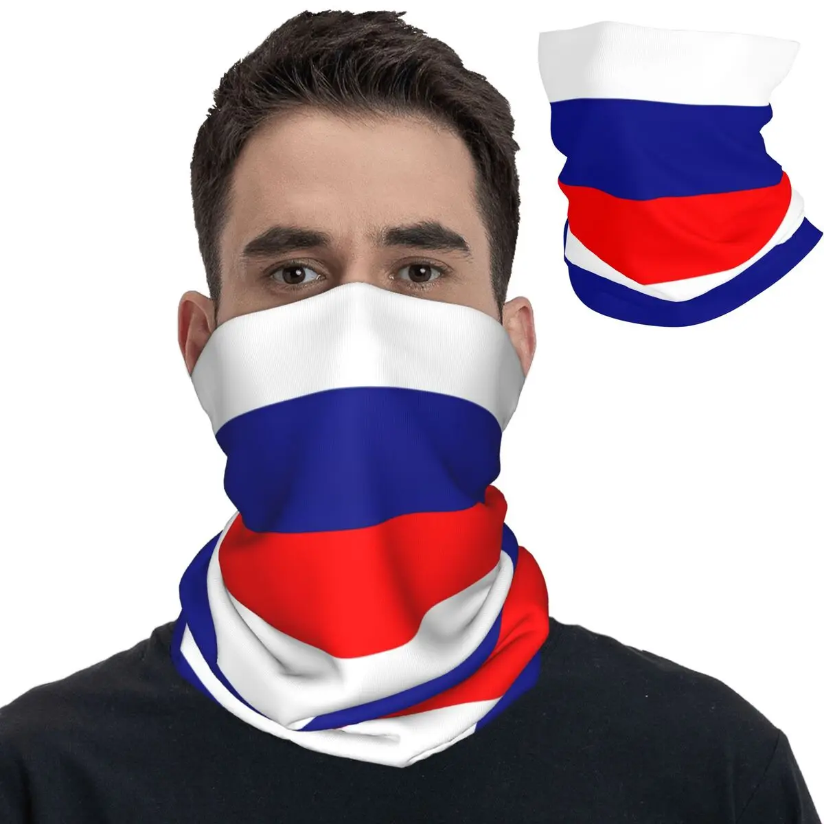 Russian Russia Flag Bandana Neck Gaiter Printed Balaclavas Magic Scarf Multi-use Cycling Sports for Men Women Adult Washable