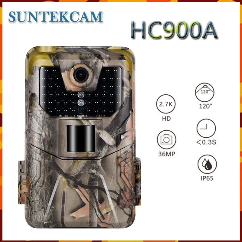 Suntekcam Hunting Trail Camera HC900A 36MP 2.7K Detection Range Waterproof Night Vision Trigger Distance Wildlife Monitoring